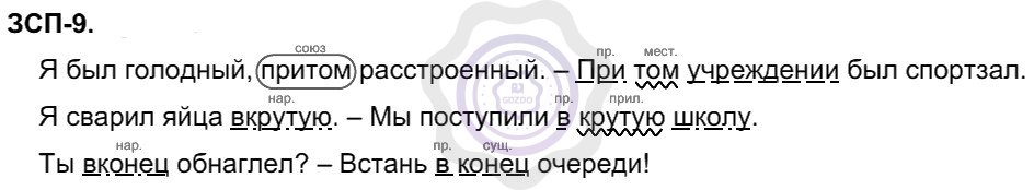 Ответы Русский язык 8 класс Разумовская М. М. ЗСП 9