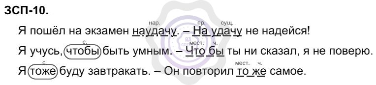 Ответы Русский язык 8 класс Разумовская М. М. ЗСП 10