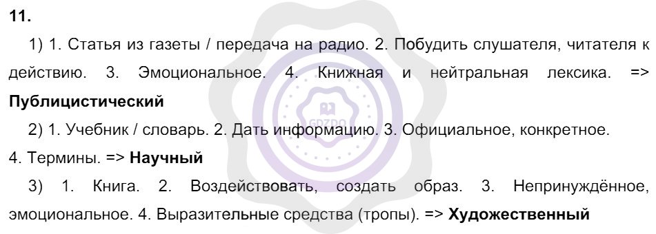 Ответы Русский язык 8 класс Разумовская М. М. Упражнения 11