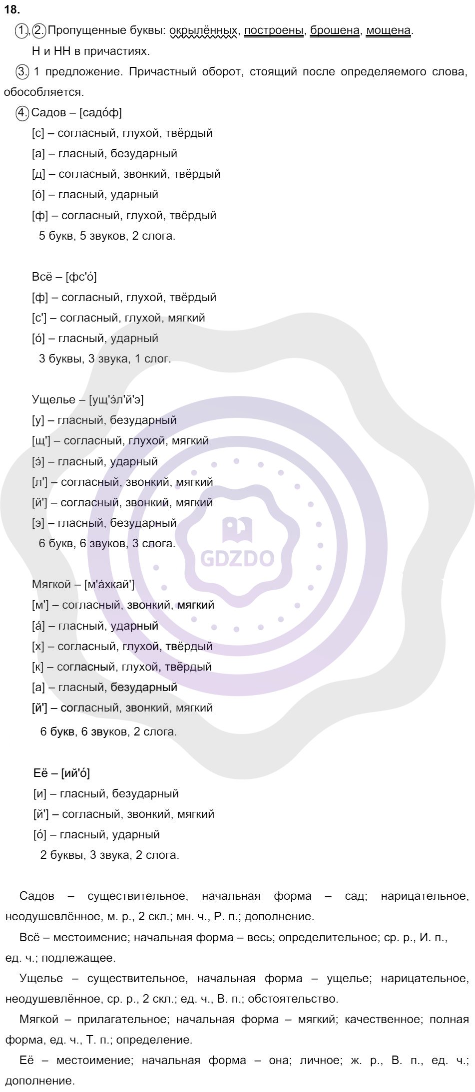 Ответы Русский язык 8 класс Разумовская М. М. Упражнения 18