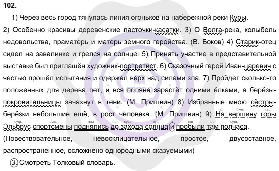 Ответы Русский язык 8 класс Разумовская М. М. Упражнения 102