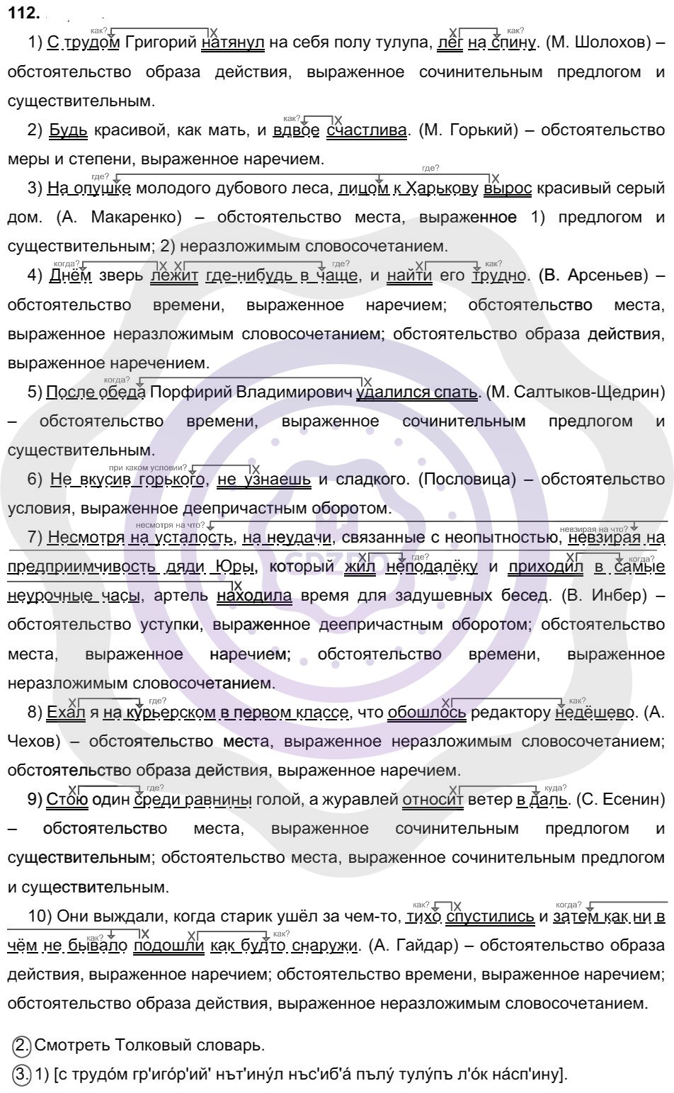 Ответы Русский язык 8 класс Разумовская М. М. Упражнения 112