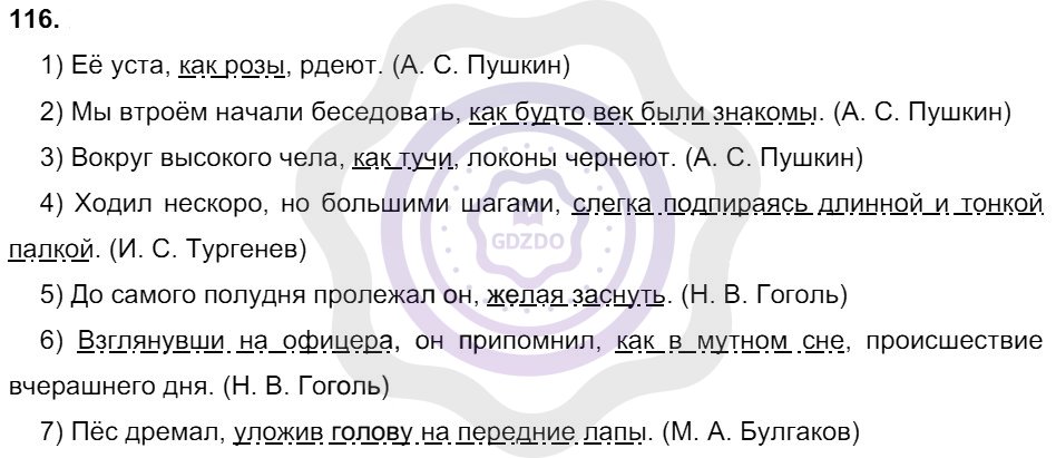 Ответы Русский язык 8 класс Разумовская М. М. Упражнения 116