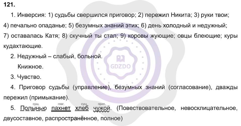 Ответы Русский язык 8 класс Разумовская М. М. Упражнения 121