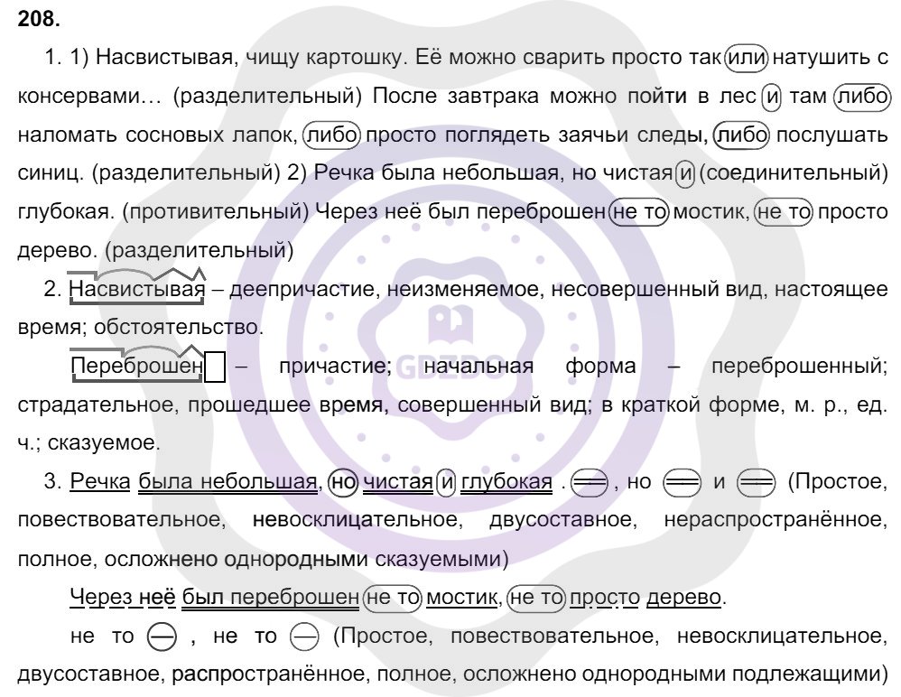 Ответы Русский язык 8 класс Разумовская М. М. Упражнения 208