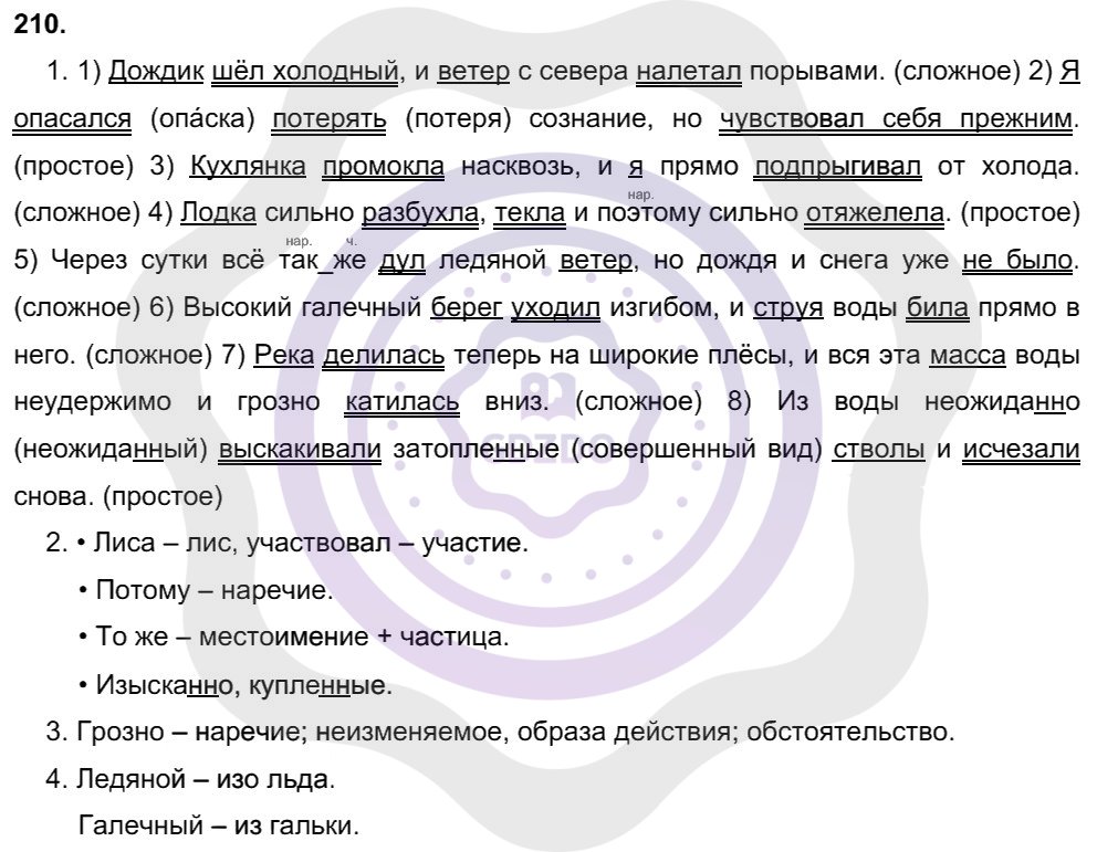 Ответы Русский язык 8 класс Разумовская М. М. Упражнения 210