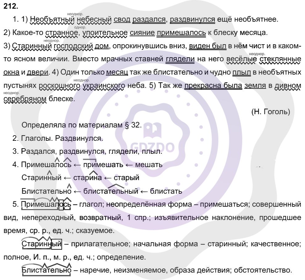 Ответы Русский язык 8 класс Разумовская М. М. Упражнения 212
