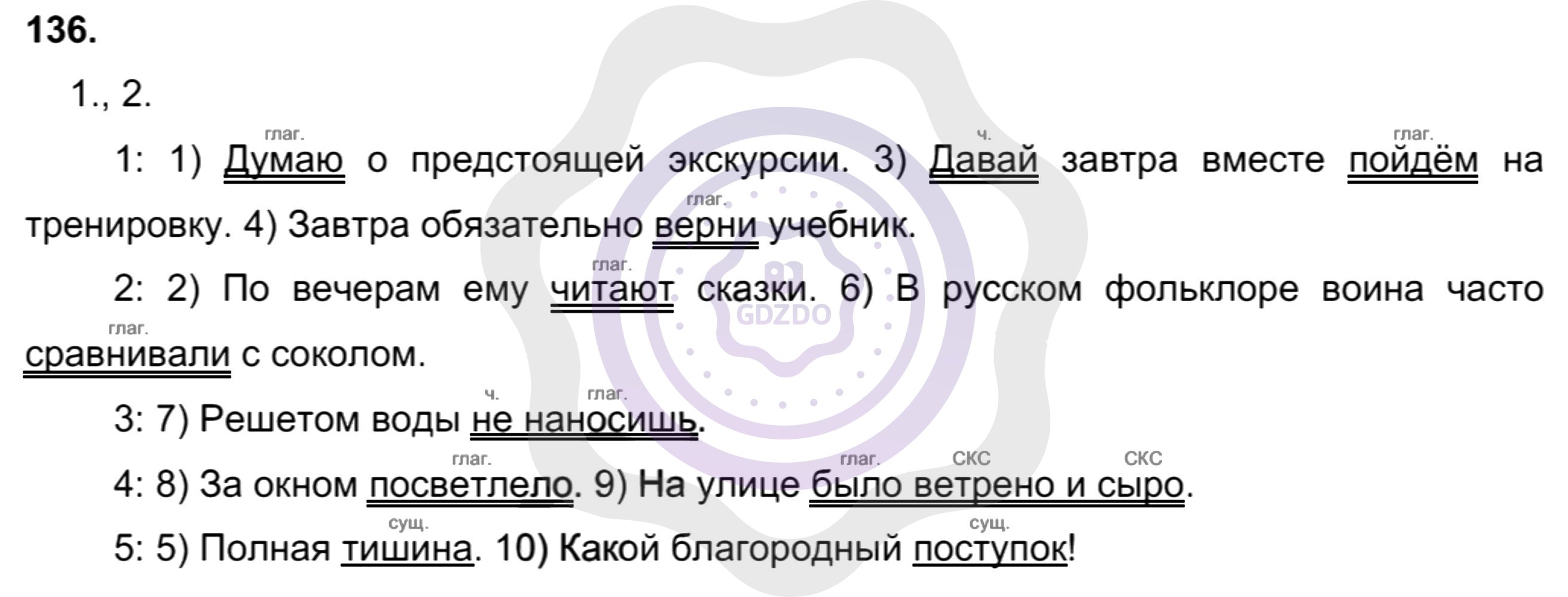 Ответы Русский язык 8 класс Рыбченкова Л. М. Упражнения 136