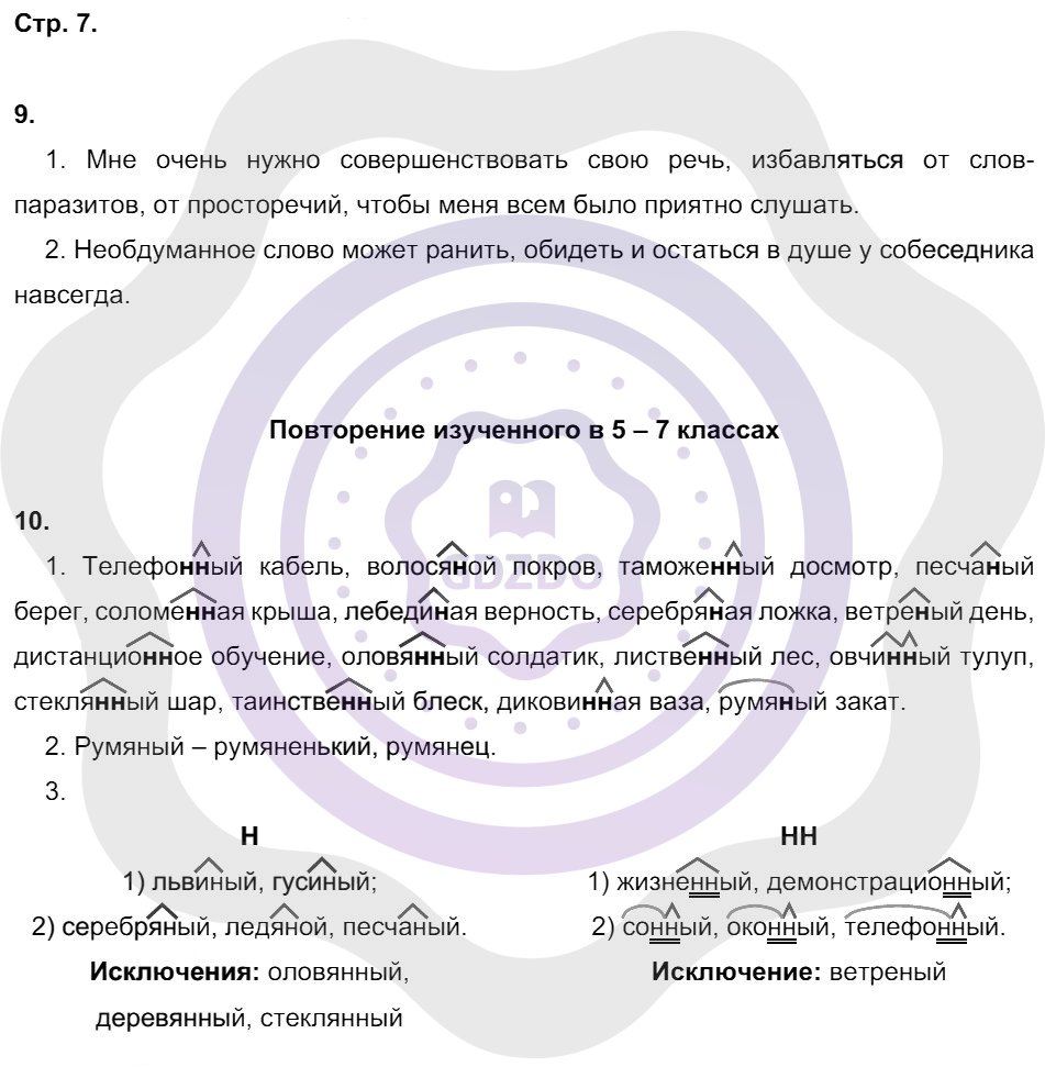 Ответы Русский язык 8 класс Литвинова М. М. Страницы 7