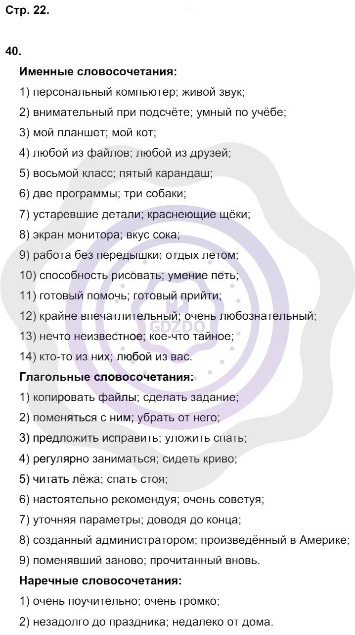 Ответы Русский язык 8 класс Литвинова М. М. Страницы 22