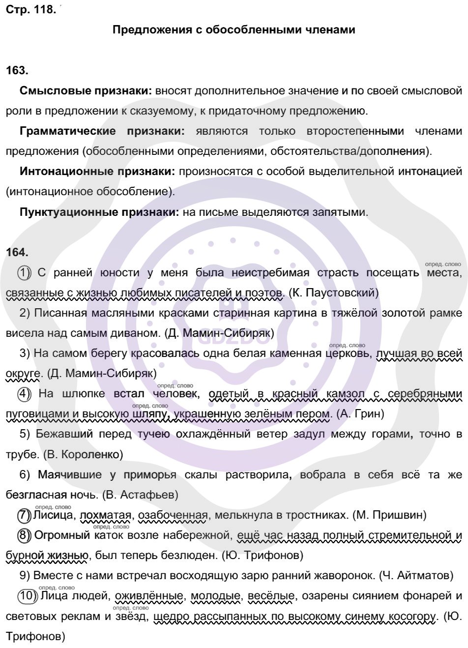 Ответы Русский язык 8 класс Литвинова М. М. Страницы 118