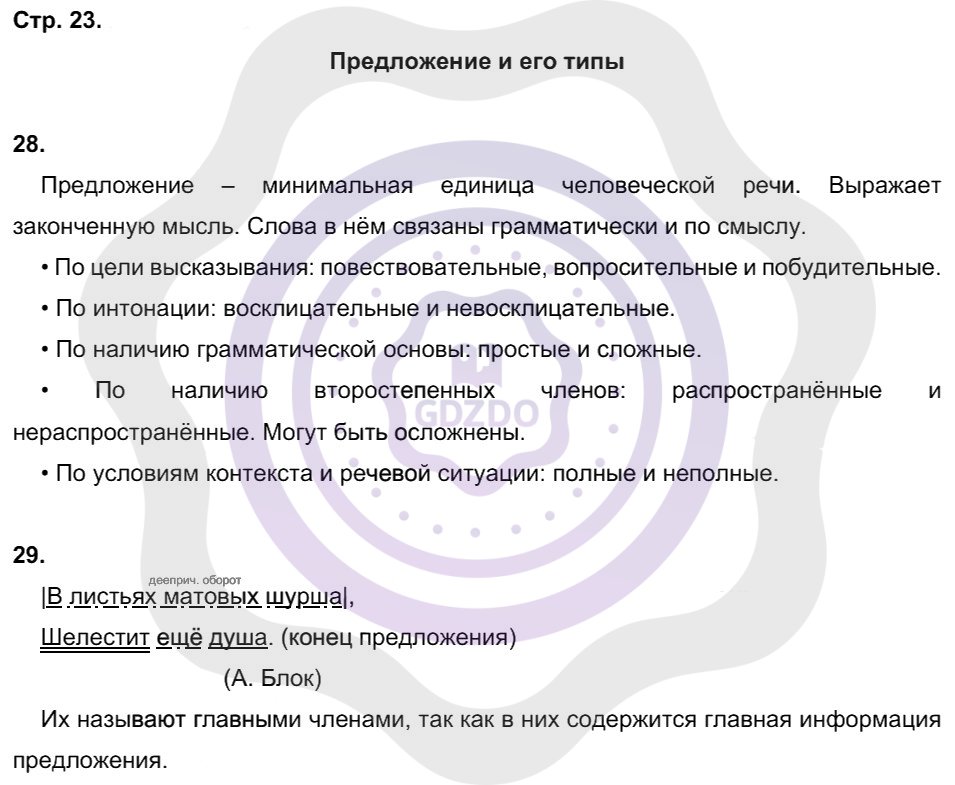 Ответы Русский язык 8 класс Львов В. В. Страницы 23