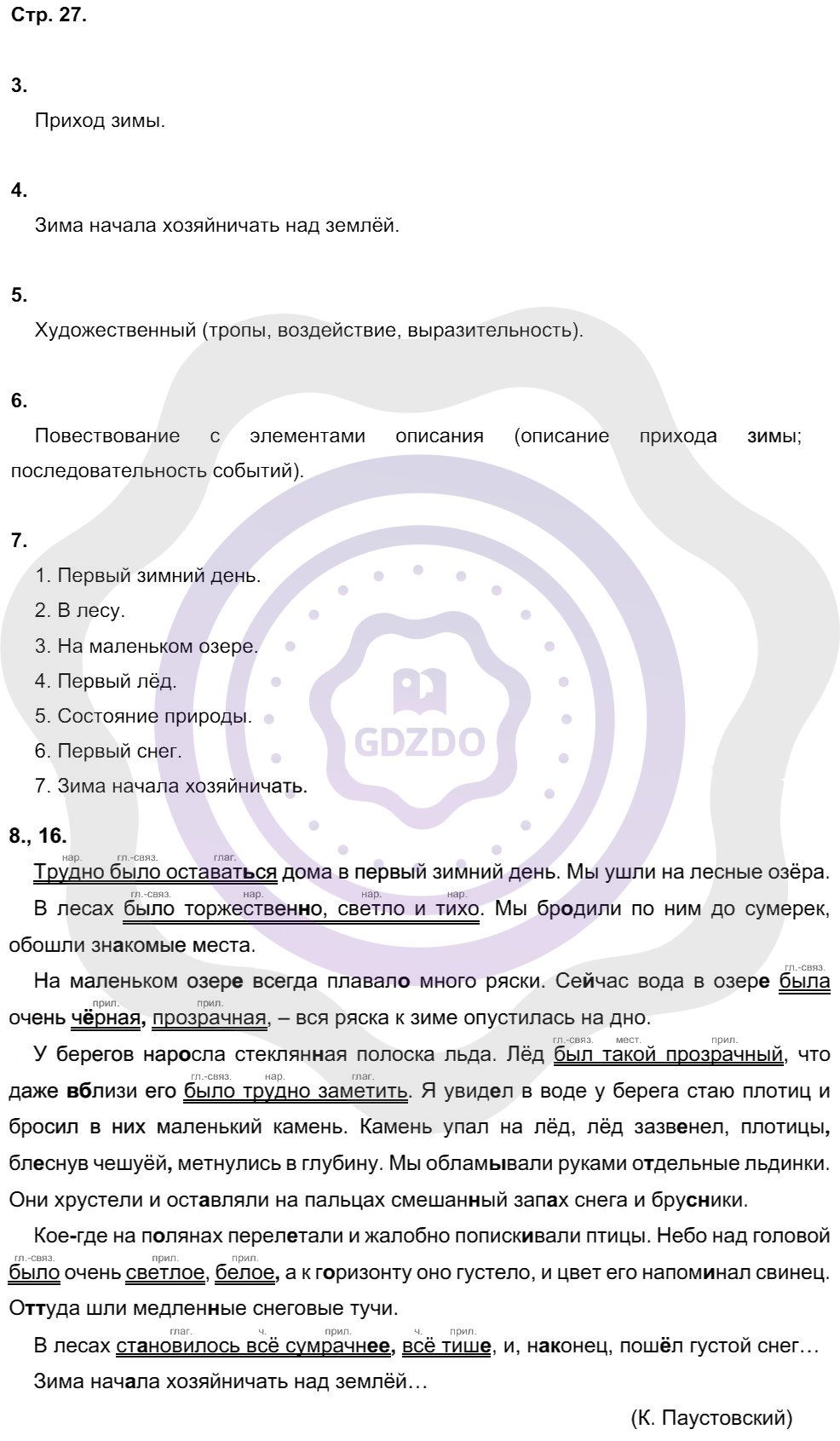 Ответы Русский язык 8 класс Малюшкин А. Б. Страницы 27