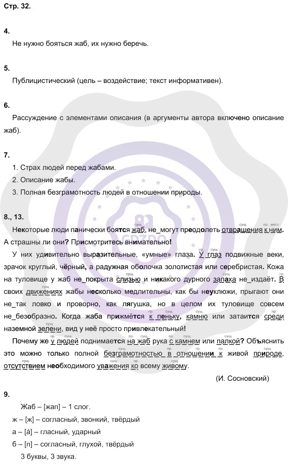 Ответы Русский язык 8 класс Малюшкин А. Б. Страницы 32