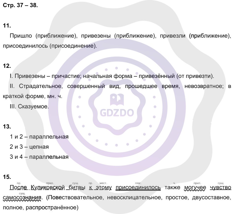 Ответы Русский язык 8 класс Малюшкин А. Б. Страницы 37