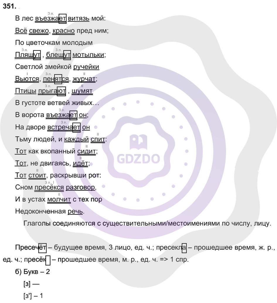 Ответы ГДЗ Русский язык за 4 класс 2 часть Упражнение: 351