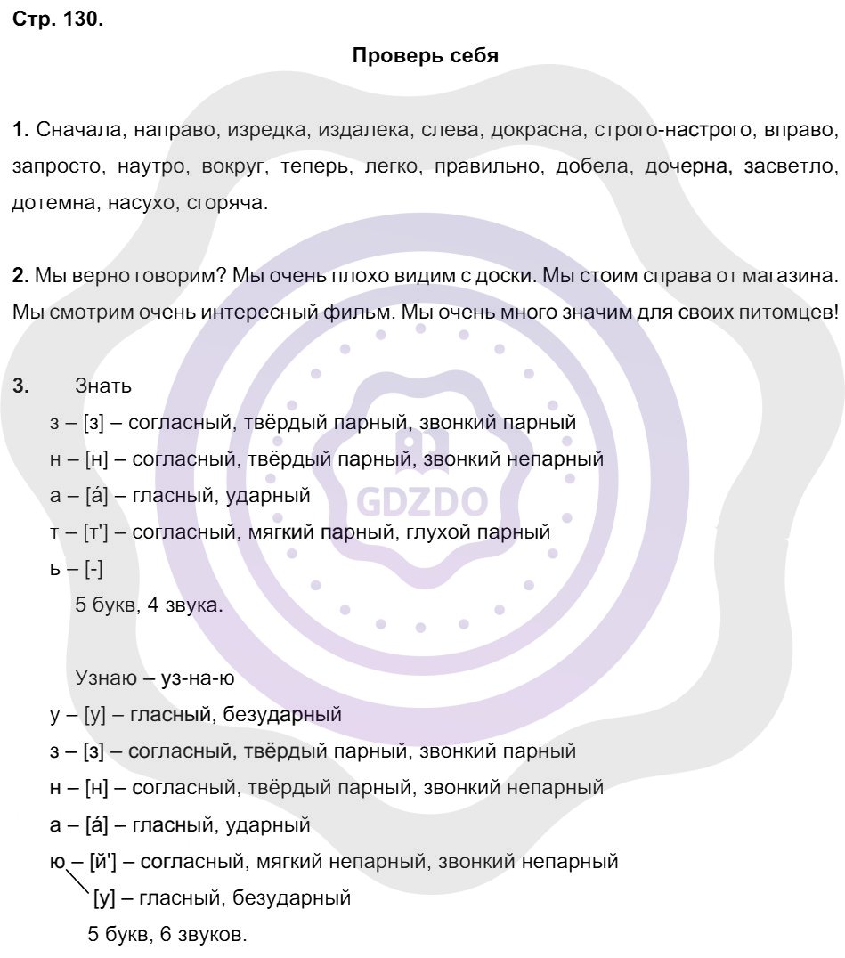 Ответы ГДЗ Русский язык за 4 класс 2 часть Проверь себя / Страницы: 130