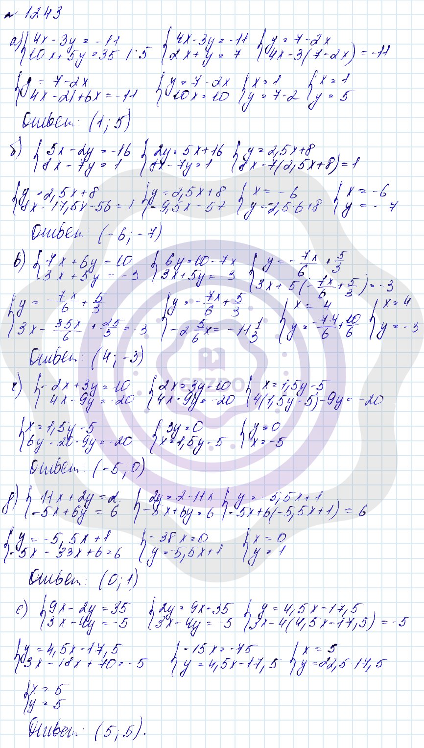 Ответы ГДЗ Алгебра за 7 класс Углубленный уровень Номера задач: 1243
