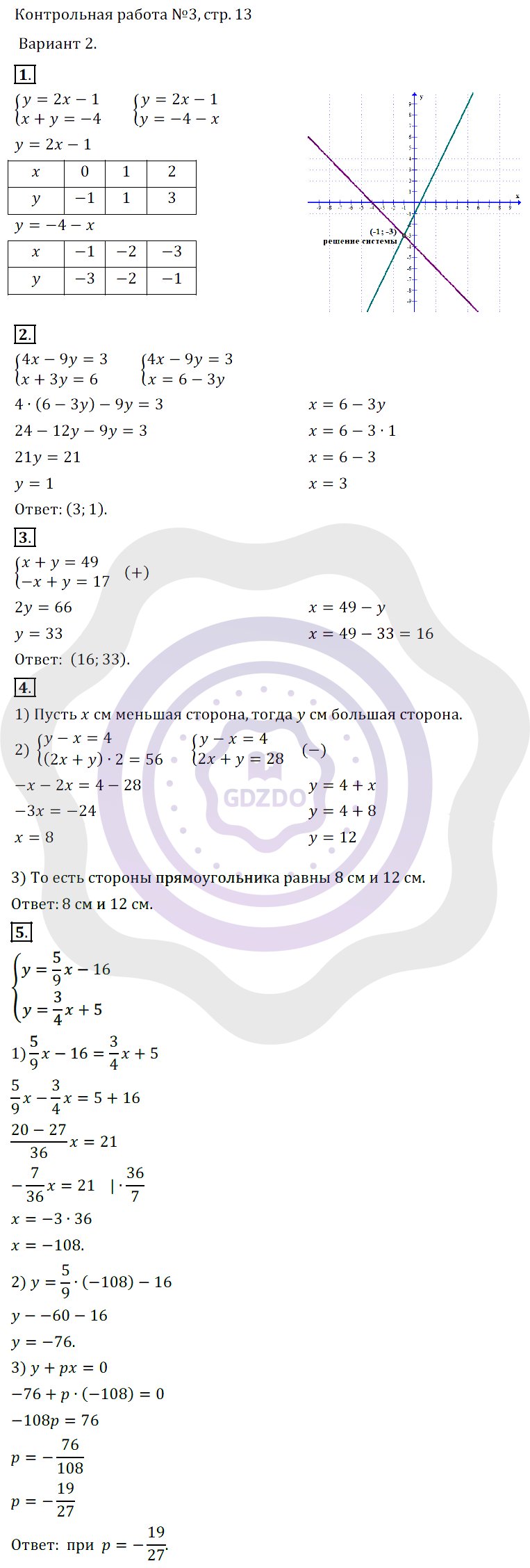 Ответы Алгебра 7 класс Александрова Л. А. Контрольная работа №3 Вариант 2