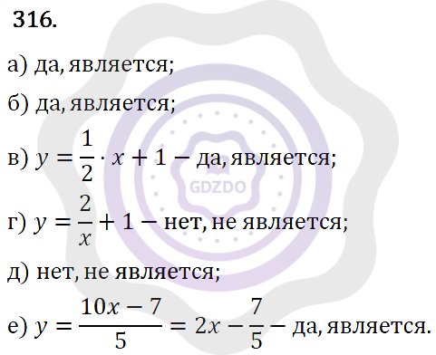 Ответы Алгебра 7 класс Макарычев Ю. Н. Глава 2. Функции. 316