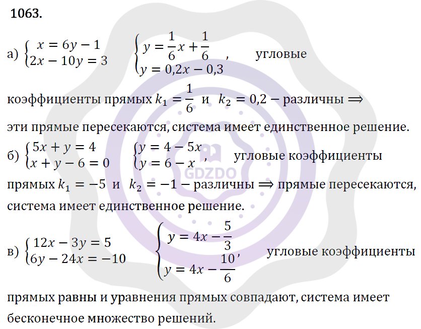 Ответы Алгебра 7 класс Макарычев Ю. Н. Глава 6. Системы линейных уравнений. 1063