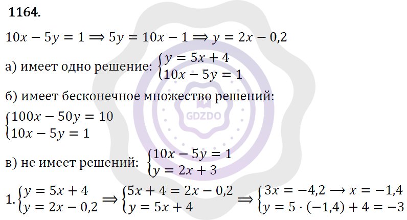 Ответы Алгебра 7 класс Макарычев Ю. Н. Глава 6. Системы линейных уравнений. 1164