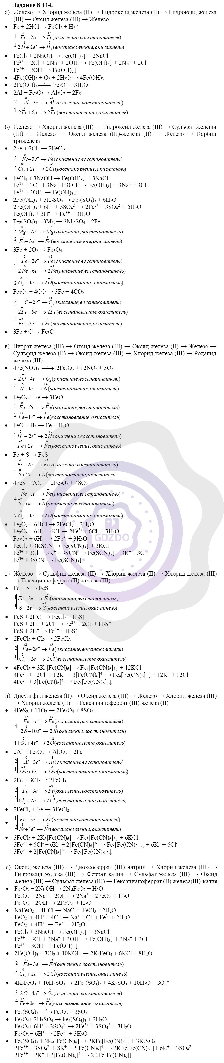 Ответы ГДЗ Химия за 9 класс Задачник Глава 8 / Металлы: 114